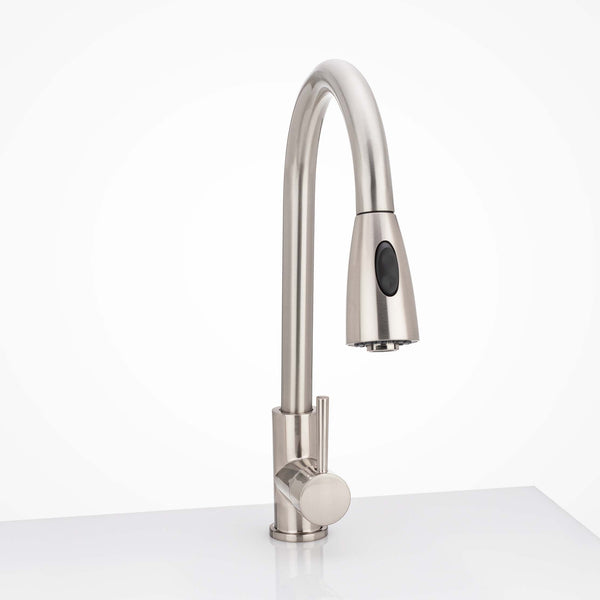 Kitchen Sink Faucet Contemporary / Modern, Pull Down Spray, 16 1/2 In, High