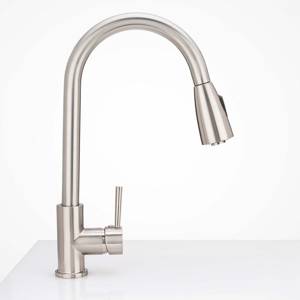 Kitchen Sink Faucet Contemporary / Modern, Pull Down Spray, 16 1/2 In, High