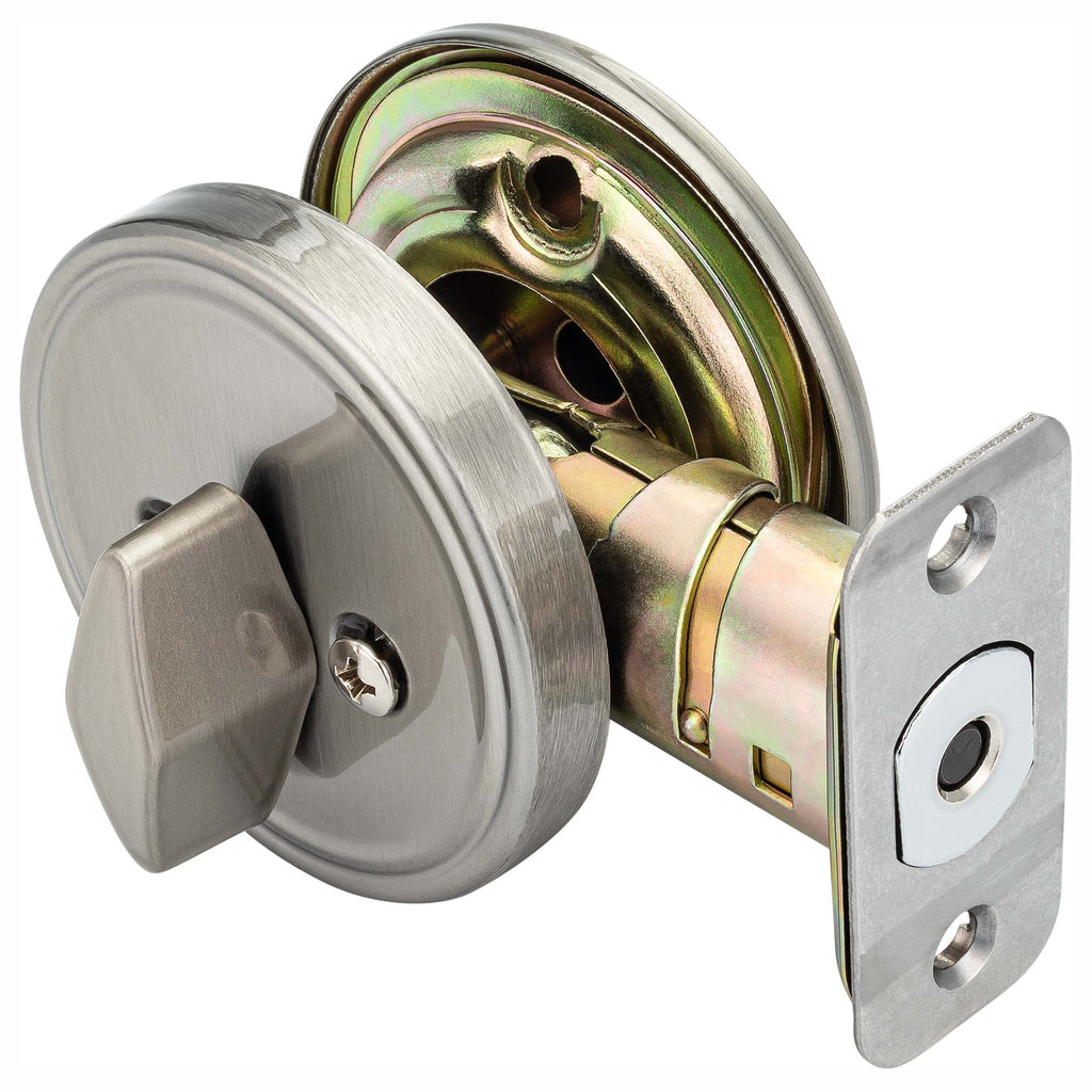 Single Sided Keyless Deadbolt With Exterior Plate - Satin Nickel Finish ...